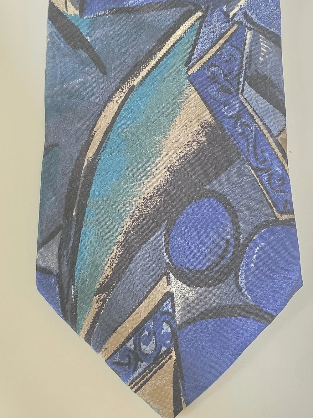 Fierté s.r.l. Men's Woven Silk Tie Abstract Pattern Blue Teal Made in Italy